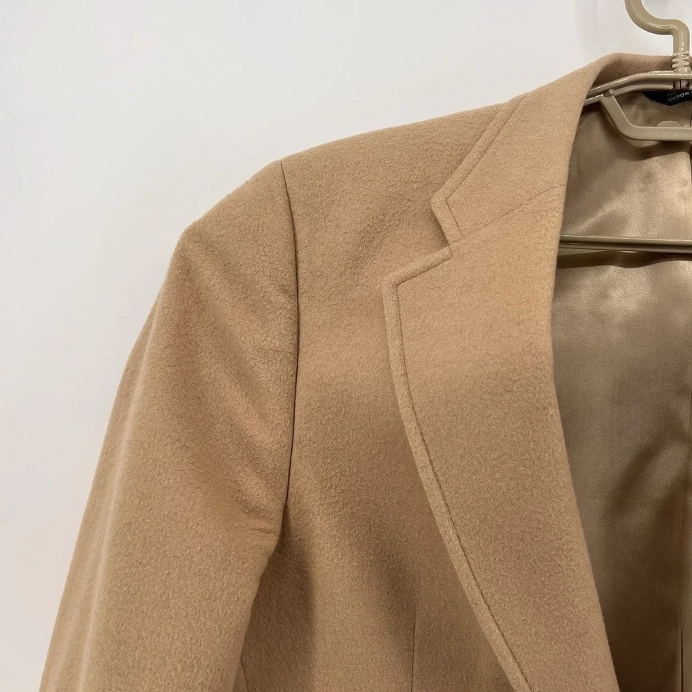 Chaps‎ Ralph Lauren Camel Hair Blazer Jacket Pockets Leather Buttons USA